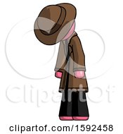 Pink Detective Man Depressed With Head Down Turned Left