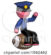 Poster, Art Print Of Pink Police Man Sitting On Giant Football