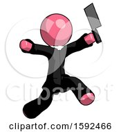 Poster, Art Print Of Pink Clergy Man Psycho Running With Meat Cleaver