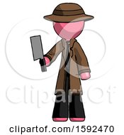 Poster, Art Print Of Pink Detective Man Holding Meat Cleaver