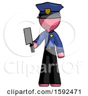 Poster, Art Print Of Pink Police Man Holding Meat Cleaver
