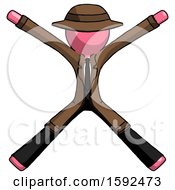 Poster, Art Print Of Pink Detective Man With Arms And Legs Stretched Out