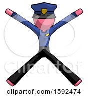 Poster, Art Print Of Pink Police Man With Arms And Legs Stretched Out