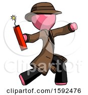 Pink Detective Man Throwing Dynamite