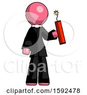 Poster, Art Print Of Pink Clergy Man Holding Dynamite With Fuse Lit