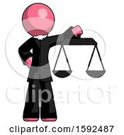 Poster, Art Print Of Pink Clergy Man Holding Scales Of Justice