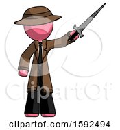 Pink Detective Man Holding Sword In The Air Victoriously