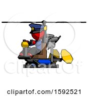 Poster, Art Print Of Red Police Man Flying In Gyrocopter Front Side Angle View