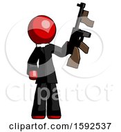 Red Clergy Man Holding Tommygun