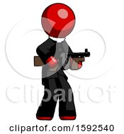 Poster, Art Print Of Red Clergy Man Tommy Gun Gangster Shooting Pose