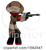 Poster, Art Print Of Red Detective Man Shooting Sniper Rifle