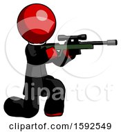 Poster, Art Print Of Red Clergy Man Kneeling Shooting Sniper Rifle