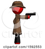 Poster, Art Print Of Red Detective Man Firing A Handgun