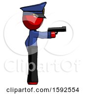 Poster, Art Print Of Red Police Man Firing A Handgun