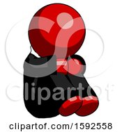 Red Clergy Man Sitting With Head Down Facing Angle Right