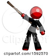 Poster, Art Print Of Red Clergy Man Bo Staff Pointing Up Pose