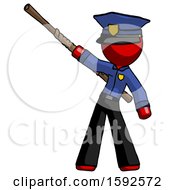 Poster, Art Print Of Red Police Man Bo Staff Pointing Up Pose