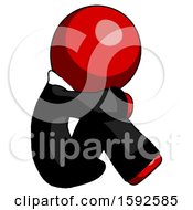 Poster, Art Print Of Red Clergy Man Sitting With Head Down Facing Sideways Right