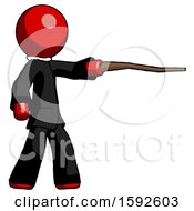 Red Clergy Man Pointing With Hiking Stick