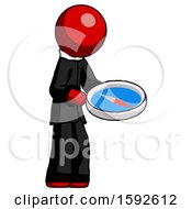 Poster, Art Print Of Red Clergy Man Looking At Large Compass Facing Right