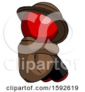Poster, Art Print Of Red Detective Man Sitting With Head Down Back View Facing Right