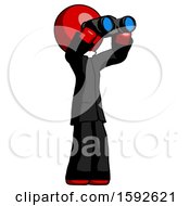 Poster, Art Print Of Red Clergy Man Looking Through Binoculars To The Right