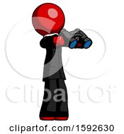Red Clergy Man Holding Binoculars Ready To Look Right
