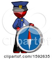 Poster, Art Print Of Red Police Man Standing Beside Large Compass