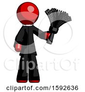 Poster, Art Print Of Red Clergy Man Holding Feather Duster Facing Forward
