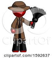Poster, Art Print Of Red Detective Man Holding Feather Duster Facing Forward