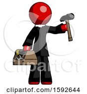 Poster, Art Print Of Red Clergy Man Holding Tools And Toolchest Ready To Work