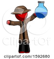 Poster, Art Print Of Red Detective Man Holding Large Round Flask Or Beaker