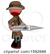 Poster, Art Print Of Red Detective Man Walking With Large Thermometer