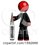 Poster, Art Print Of Red Clergy Man Standing With Large Thermometer