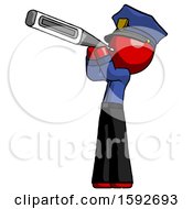 Poster, Art Print Of Red Police Man Thermometer In Mouth