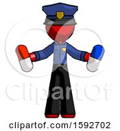 Poster, Art Print Of Red Police Man Holding A Red Pill And Blue Pill