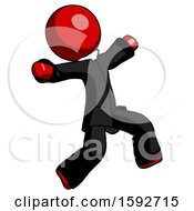 Poster, Art Print Of Red Clergy Man Running Away In Hysterical Panic Direction Right