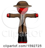 Red Detective Man T Pose Arms Up Standing