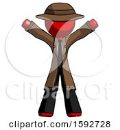 Poster, Art Print Of Red Detective Man Surprise Pose Arms And Legs Out