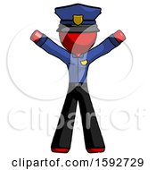 Poster, Art Print Of Red Police Man Surprise Pose Arms And Legs Out