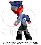 Poster, Art Print Of Red Police Man Suspense Action Pose Facing Left