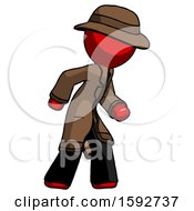 Poster, Art Print Of Red Detective Man Suspense Action Pose Facing Right