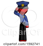 Poster, Art Print Of Red Police Man Soldier Salute Pose