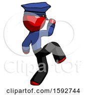 Poster, Art Print Of Red Police Man Kick Pose Start