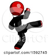 Red Clergy Man Kick Pose