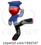 Poster, Art Print Of Red Police Man Kick Pose