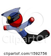 Red Police Man Skydiving Or Falling To Death