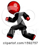 Red Clergy Man Running Fast Left