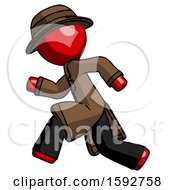 Red Detective Man Running Fast Left