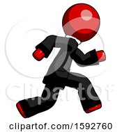 Red Clergy Man Running Fast Right